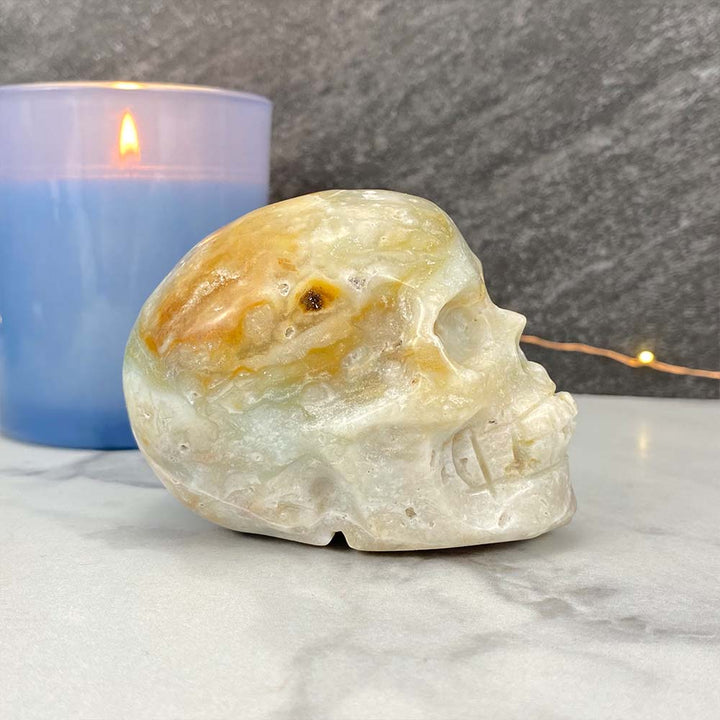 Polished Amazonite Skull Carving