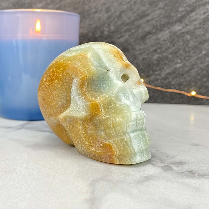 Polished Amazonite Skull Carving
