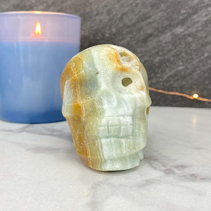 Polished Amazonite Skull Carving