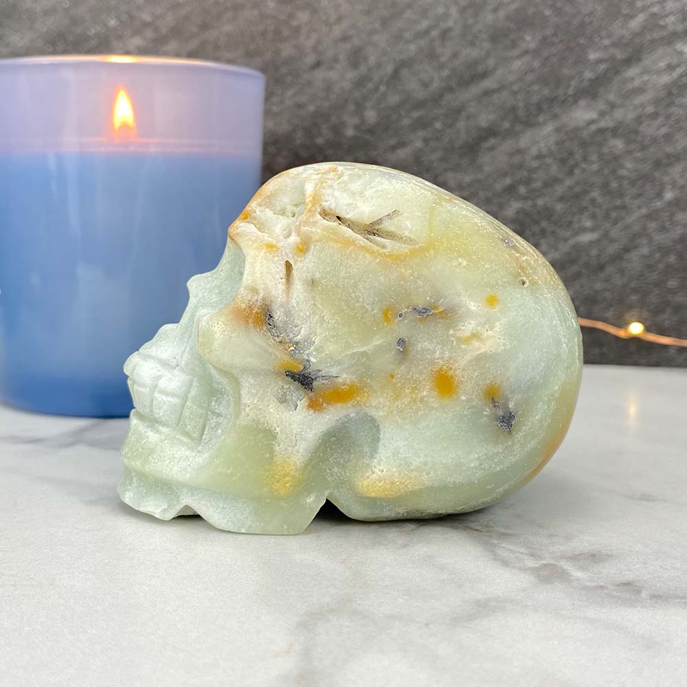Polished Amazonite Skull Carving