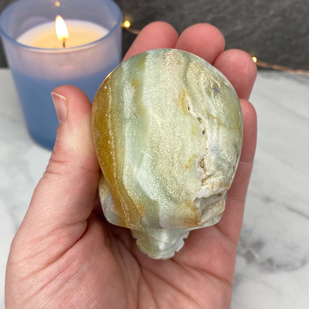 Polished Amazonite Skull Carving