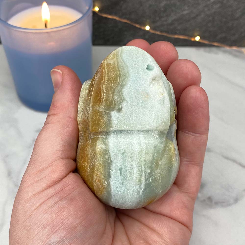 Polished Amazonite Skull Carving