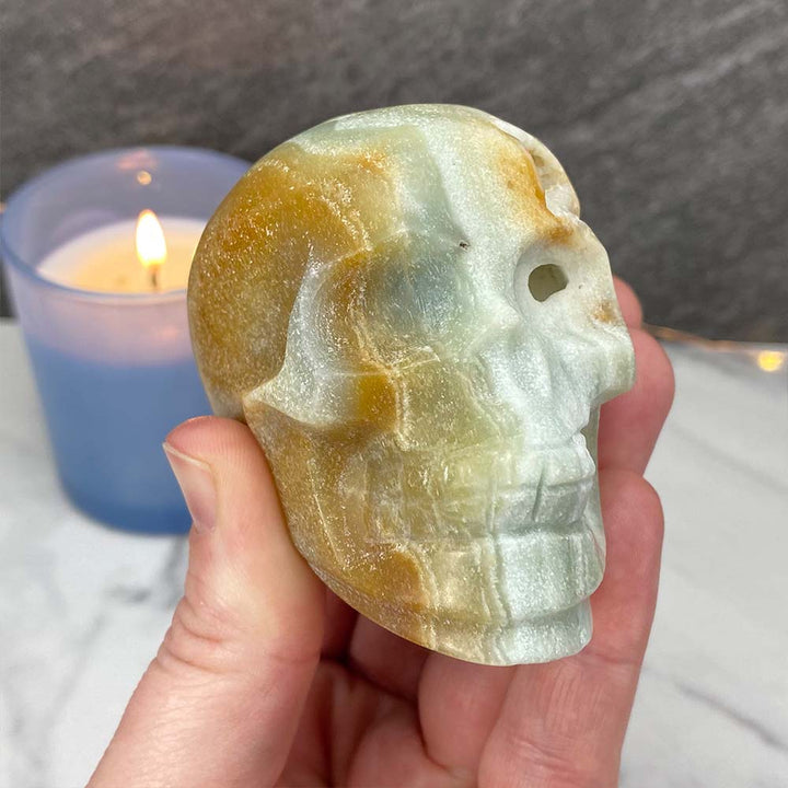 Polished Amazonite Skull Carving