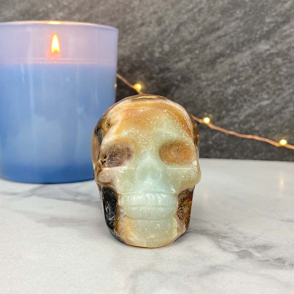 Polished Amazonite Skull Carving