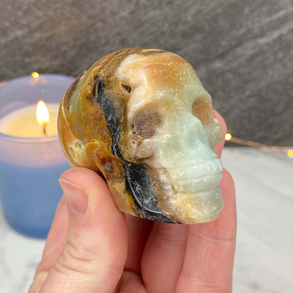 Polished Amazonite Skull Carving