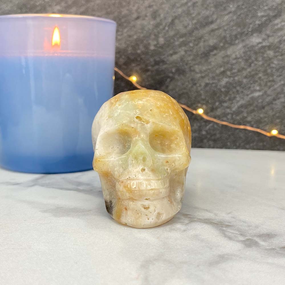 Polished Amazonite Skull Carving