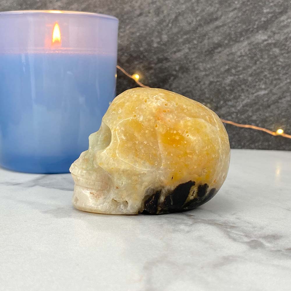 Polished Amazonite Skull Carving