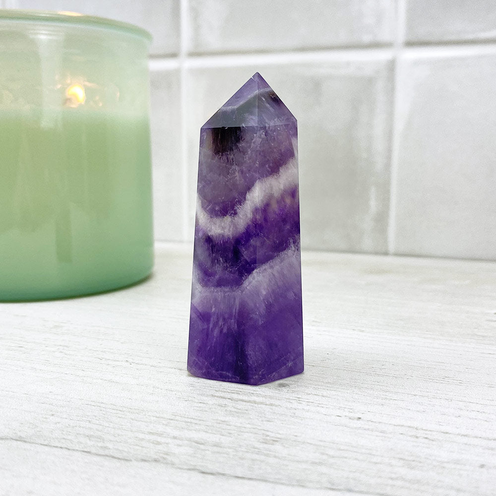 Polished Chevron (Dream) Amethyst Tower