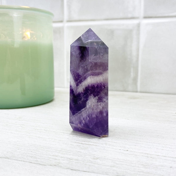 Polished Chevron (Dream) Amethyst Tower