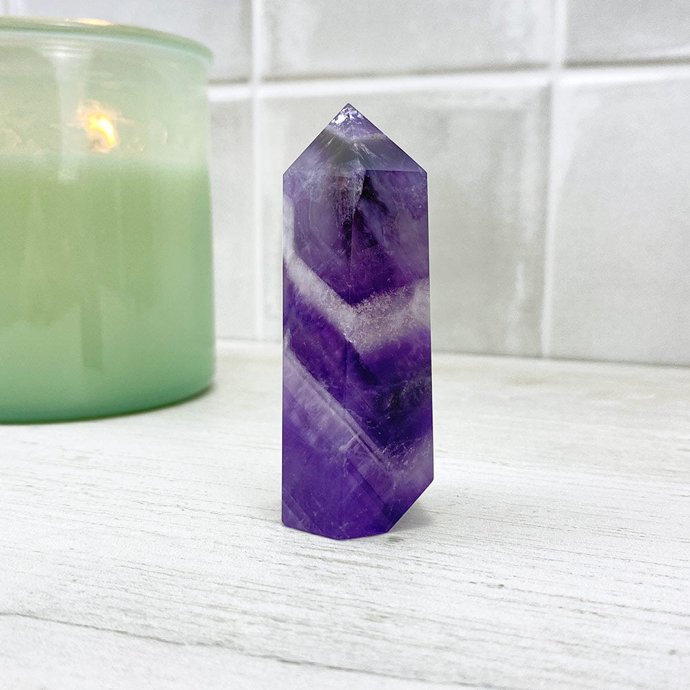 Polished Chevron (Dream) Amethyst Tower