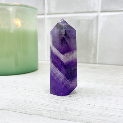 Polished Chevron (Dream) Amethyst Tower