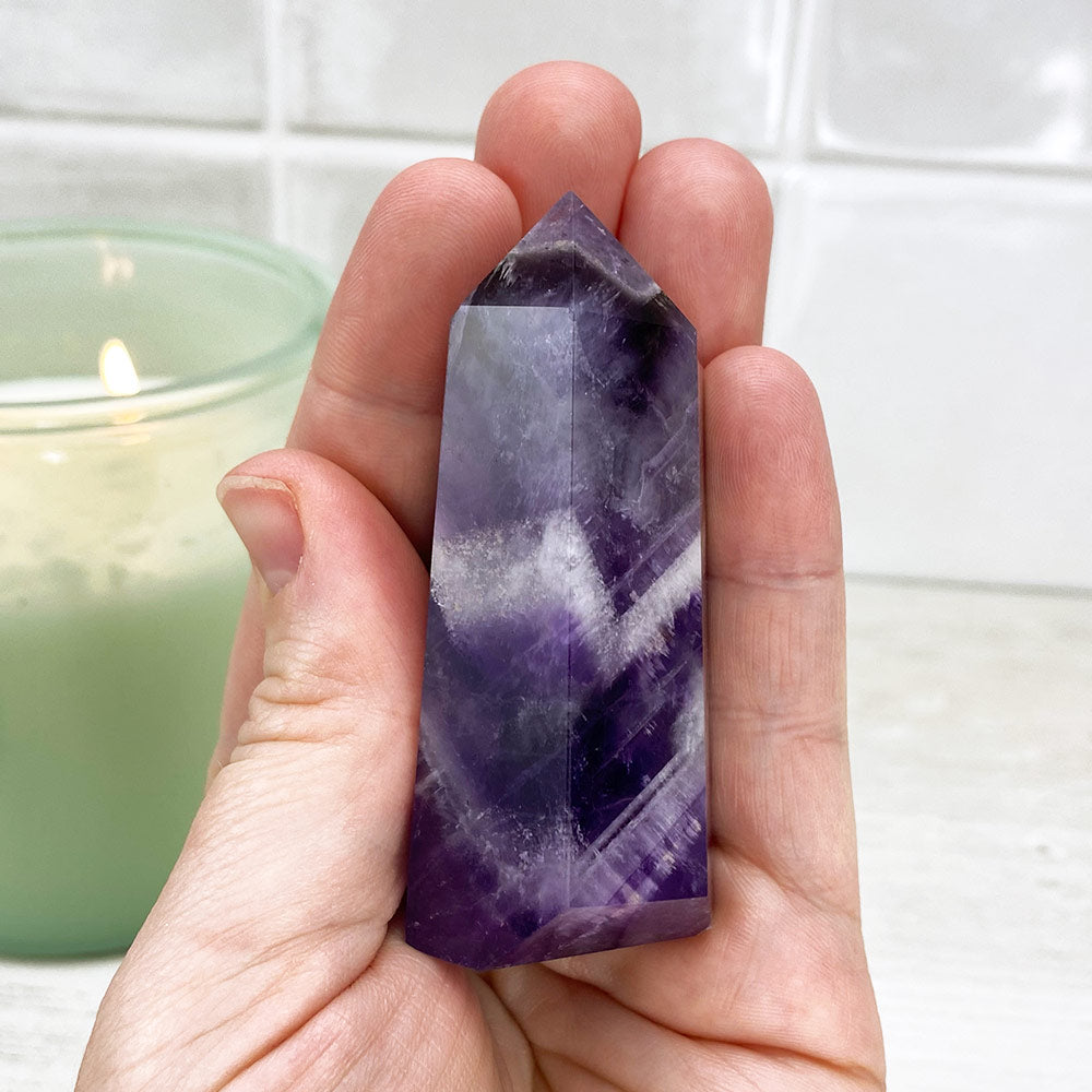 Polished Chevron (Dream) Amethyst Tower