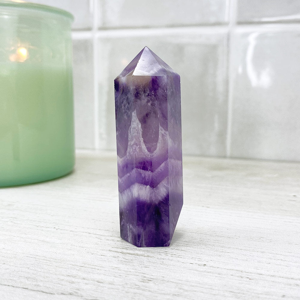Polished Chevron (Dream) Amethyst Tower