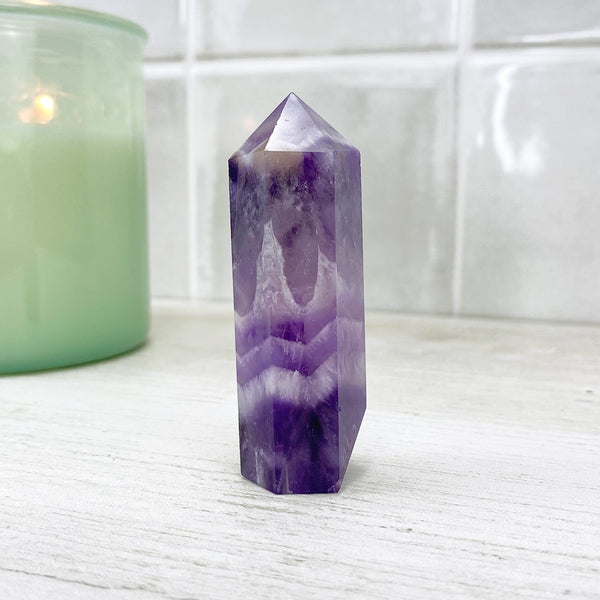 Polished Chevron (Dream) Amethyst Tower