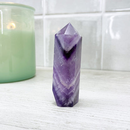 Polished Chevron (Dream) Amethyst Tower