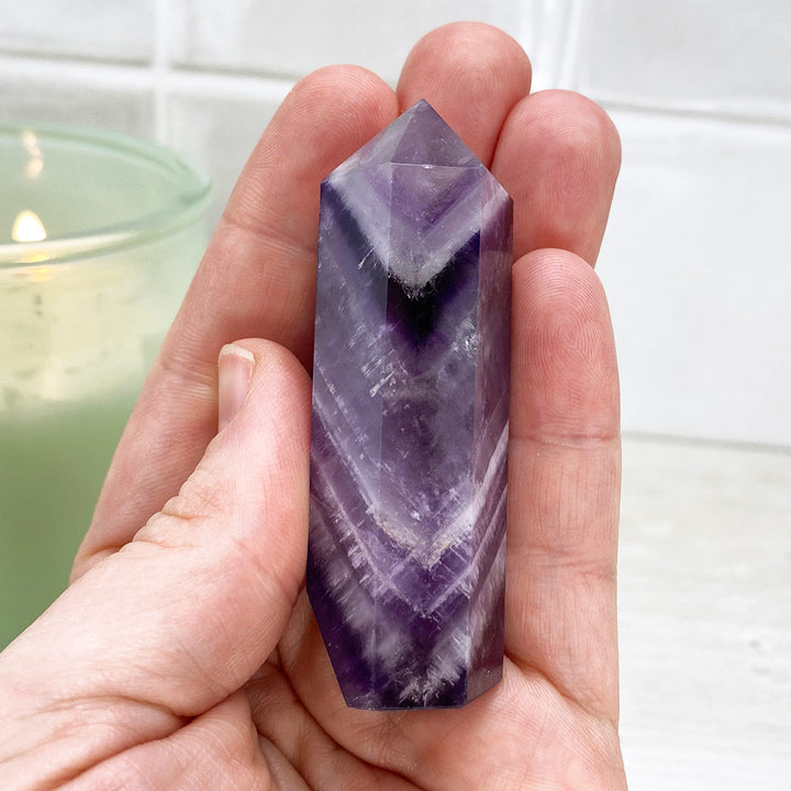 Polished Chevron (Dream) Amethyst Tower