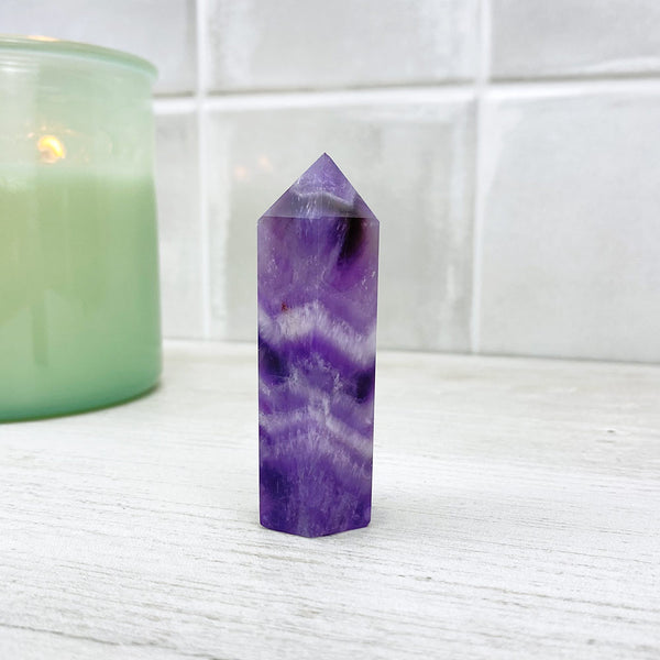 Polished Chevron (Dream) Amethyst Tower