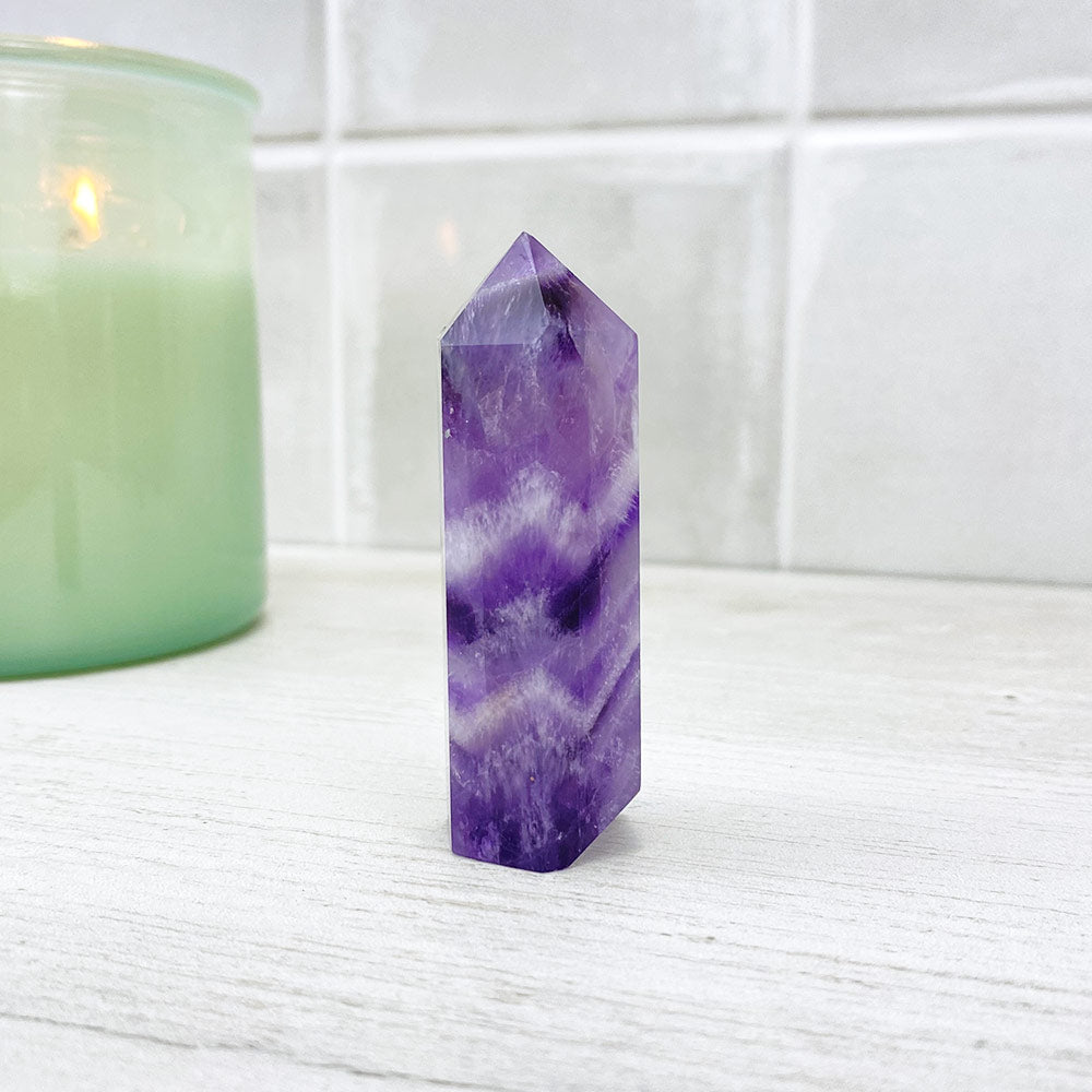 Polished Chevron (Dream) Amethyst Tower