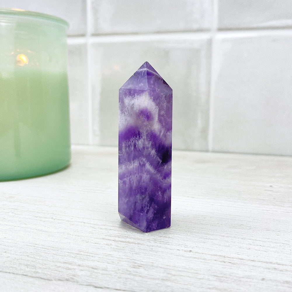 Polished Chevron (Dream) Amethyst Tower