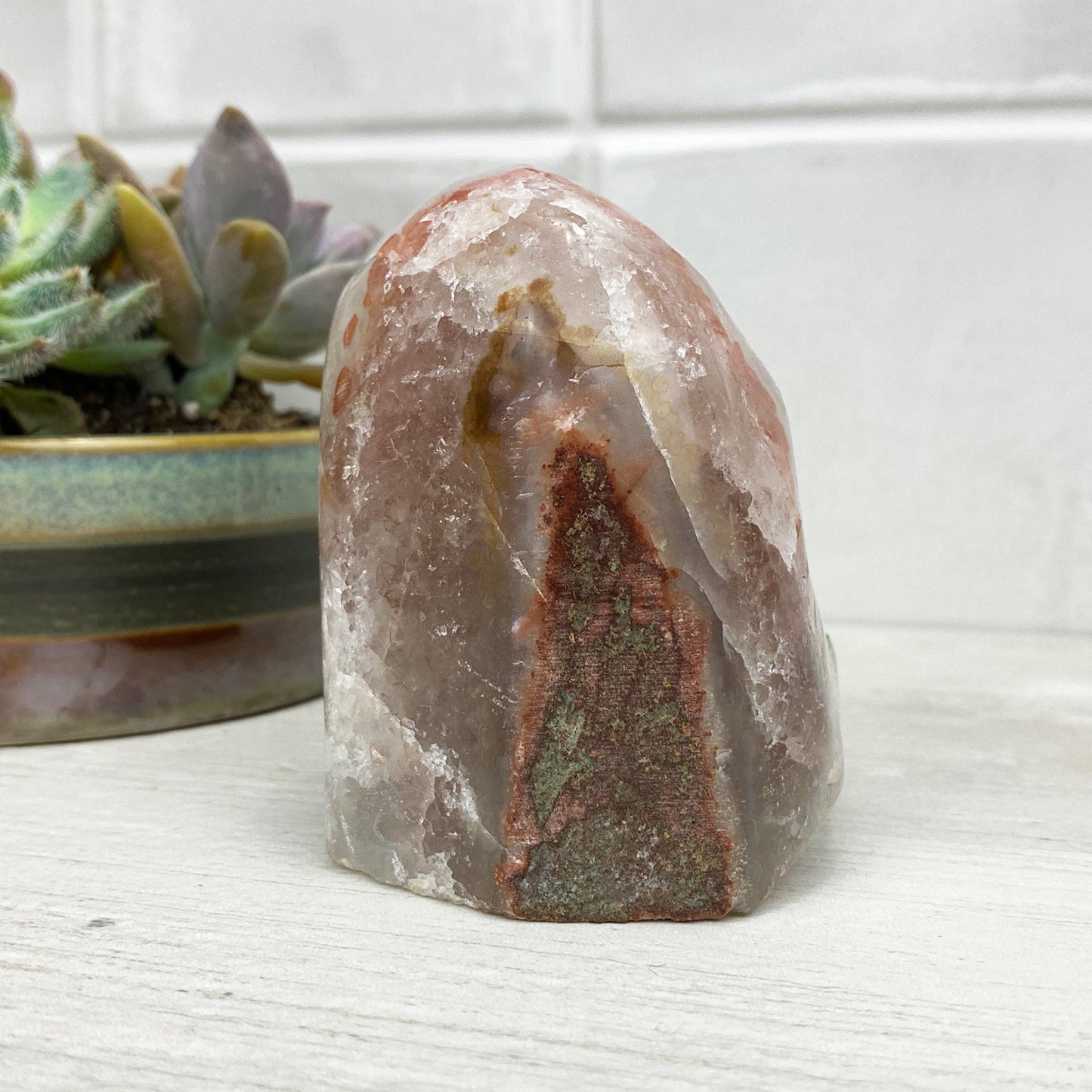 pink amethyst geode cut base