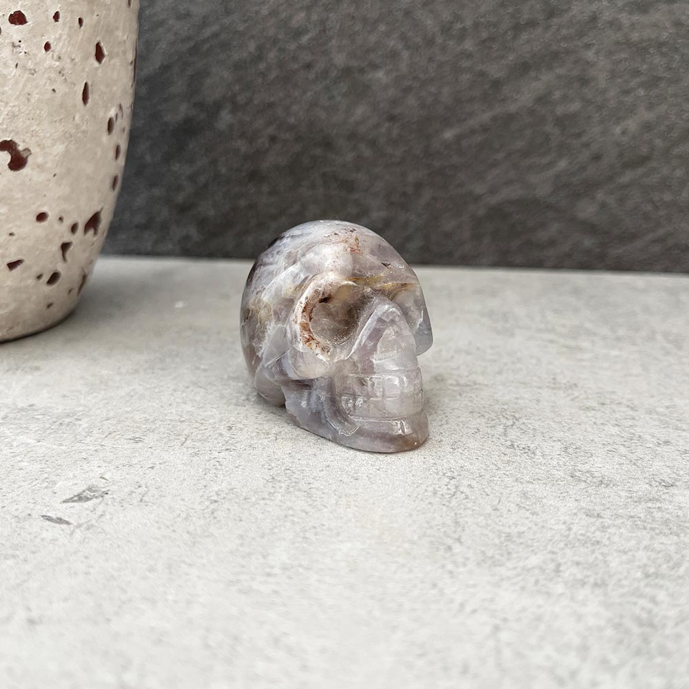 natural amethyst skull carving