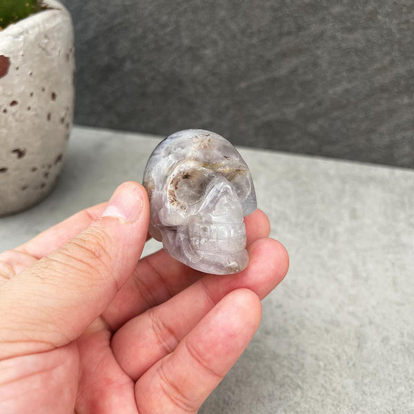 natural amethyst skull carving