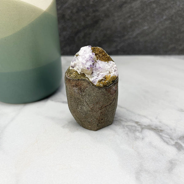 Small Amethyst and Calcite Cut Base