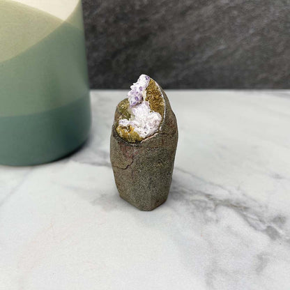 Small Amethyst and Calcite Cut Base