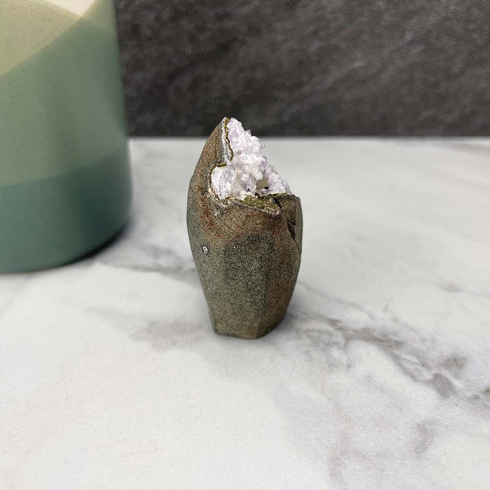Small Amethyst and Calcite Cut Base