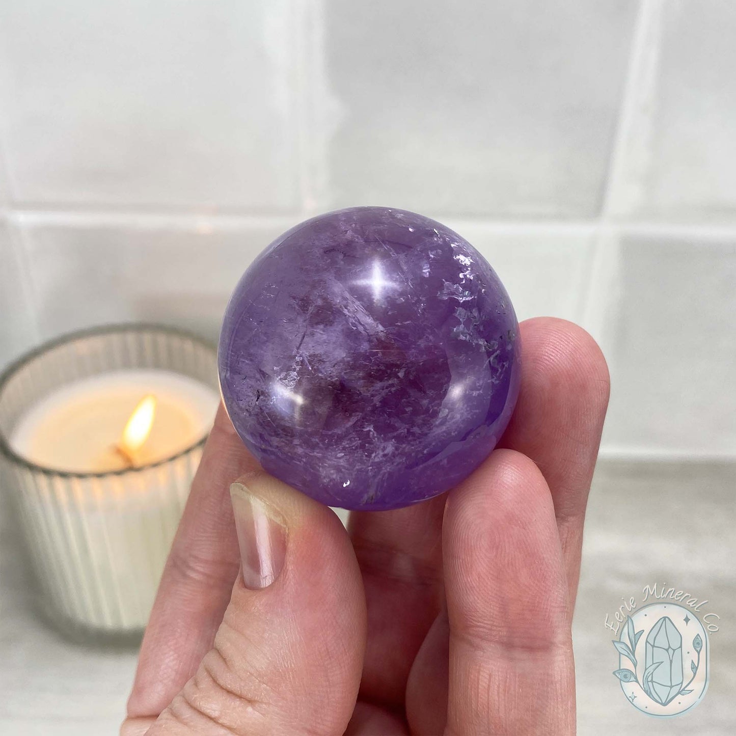 Polished Natural Purple Amethyst Crystal Sphere