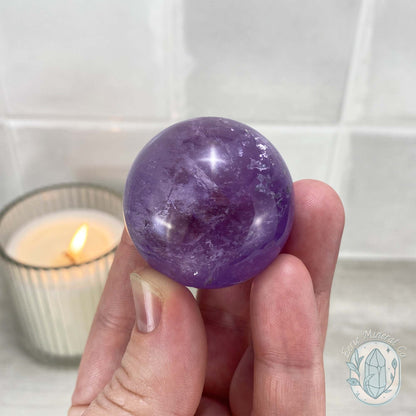 Polished Natural Purple Amethyst Crystal Sphere
