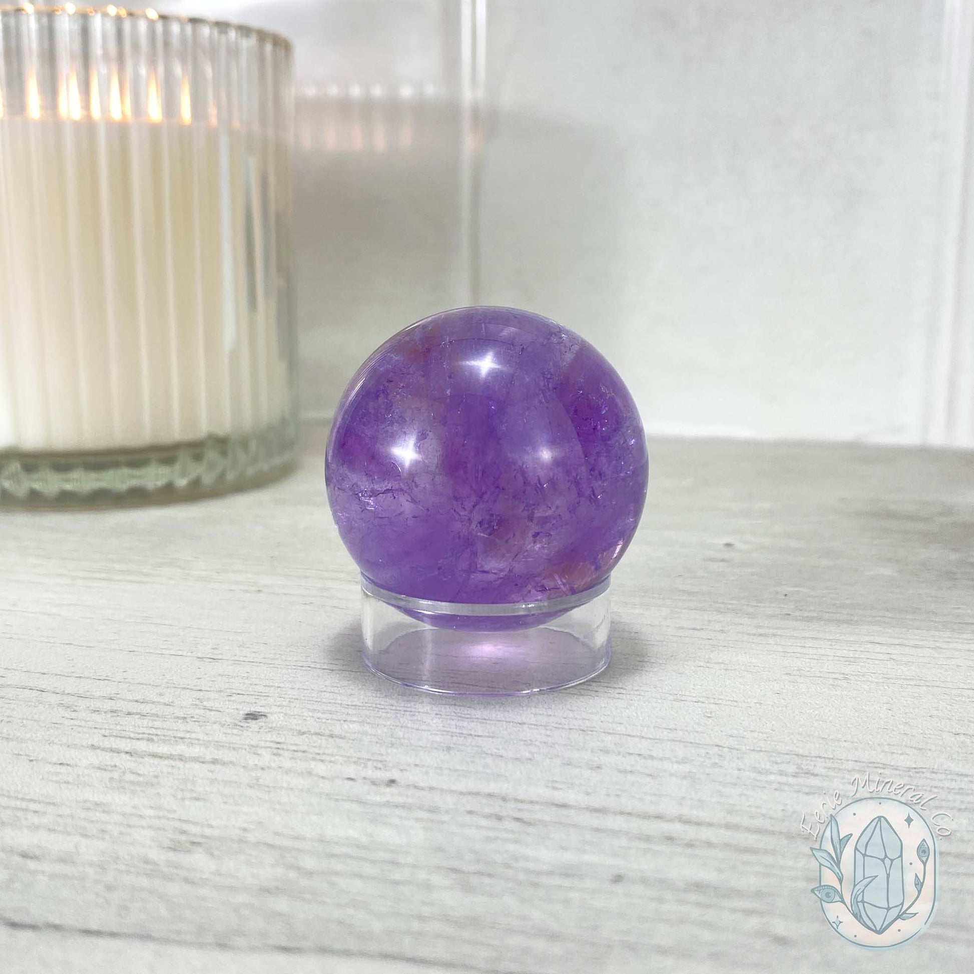 Polished Natural Purple Amethyst Crystal Sphere