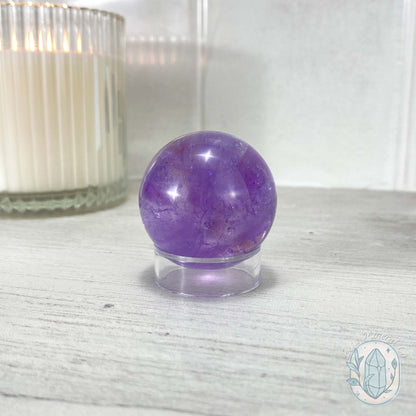 Polished Natural Purple Amethyst Crystal Sphere