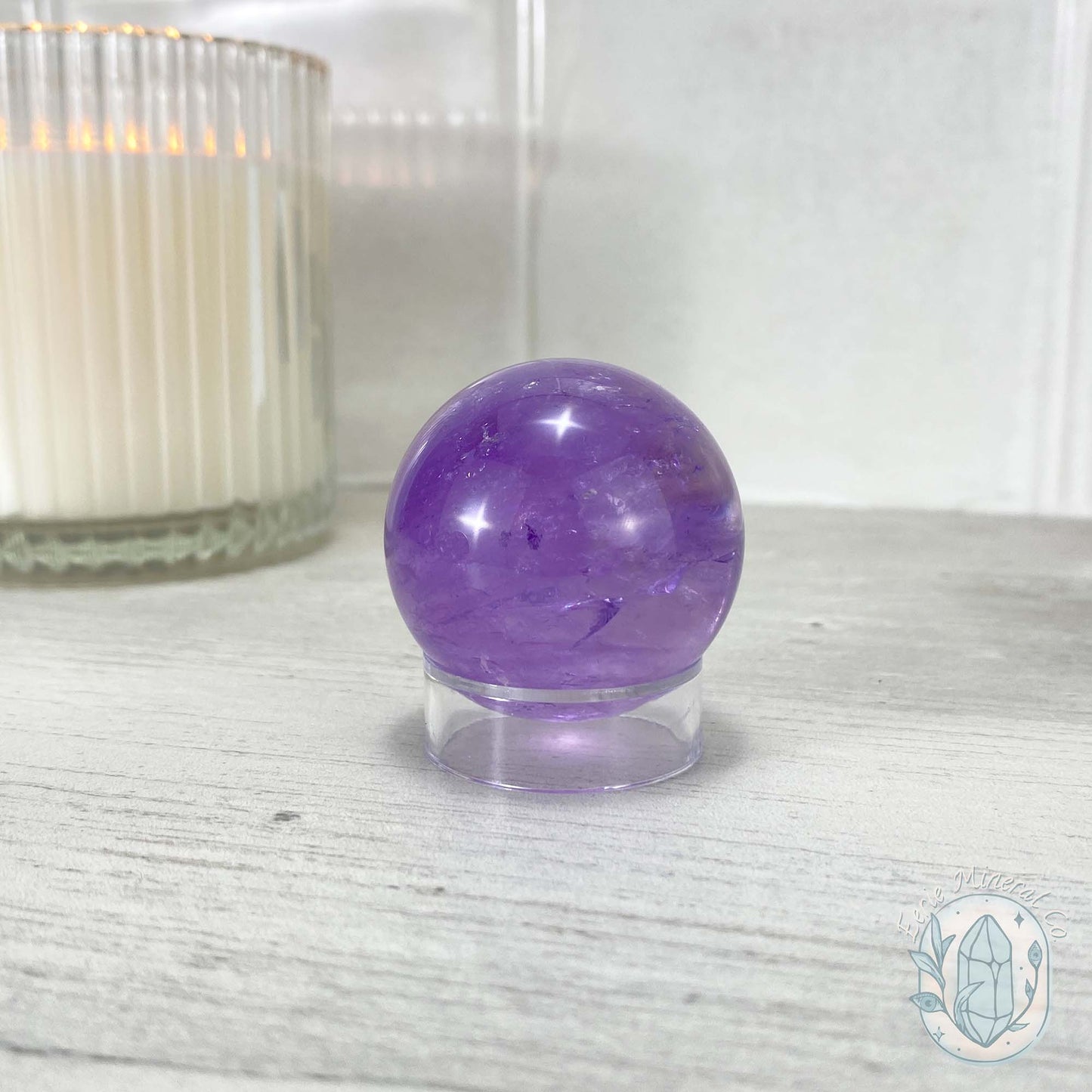 Polished Natural Purple Amethyst Crystal Sphere