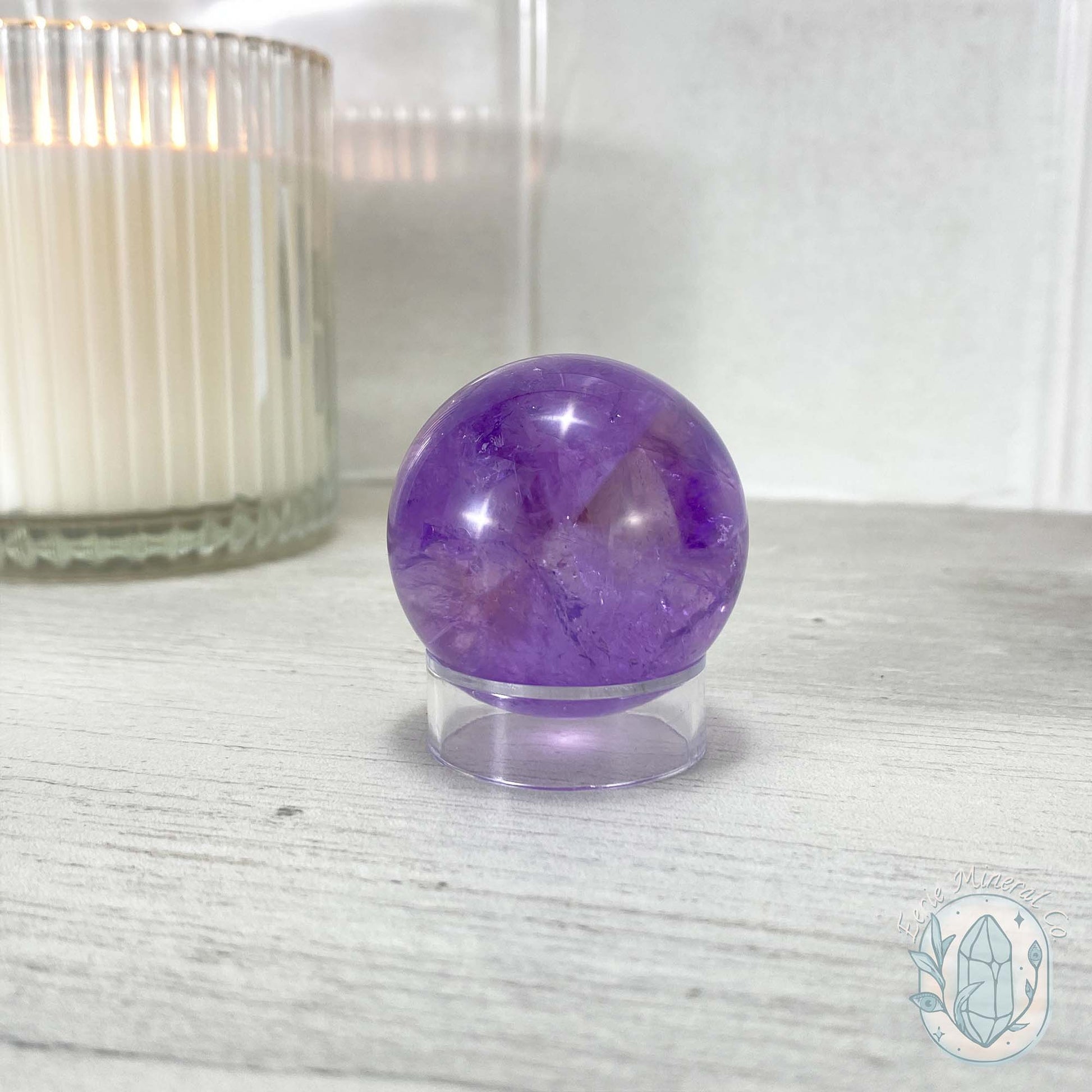 Polished Natural Purple Amethyst Crystal Sphere