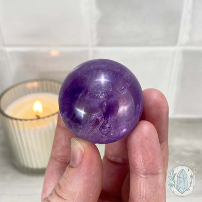 Polished Natural Purple Amethyst Crystal Sphere