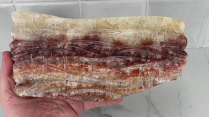 Polished Pork Stone (Red Banded Calcite) Specimen Slab