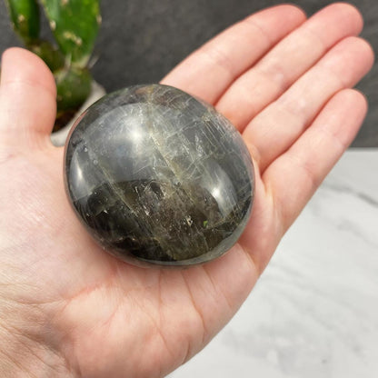 Polished Black Moonstone Palm Stones