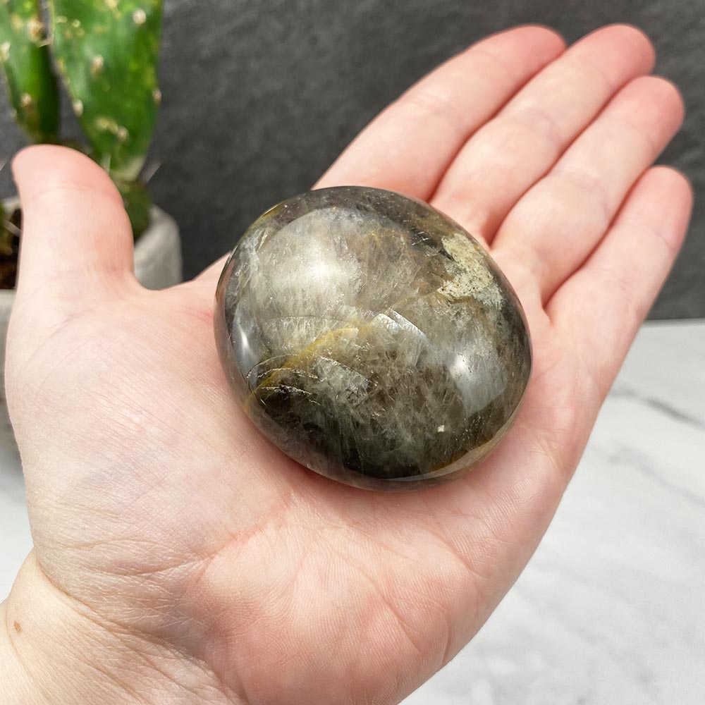 Polished Black Moonstone Palm Stones