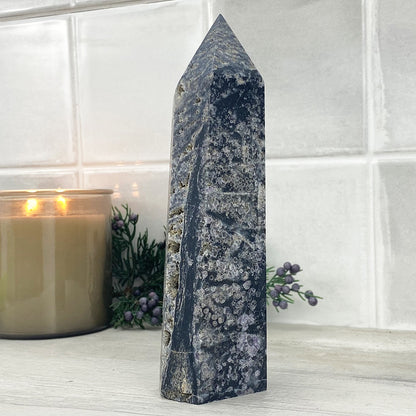 Polished Black Sphalerite Tower
