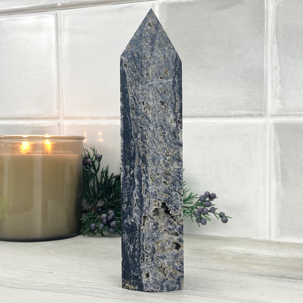 Polished Black Sphalerite Tower