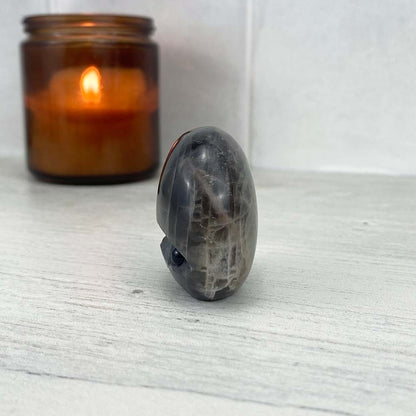 Polished Black Moonstone Hedgehog Carving