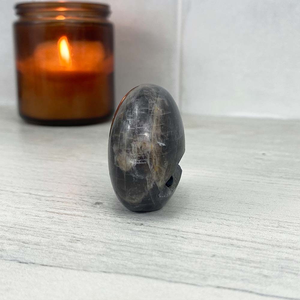 Polished Black Moonstone Hedgehog Carving