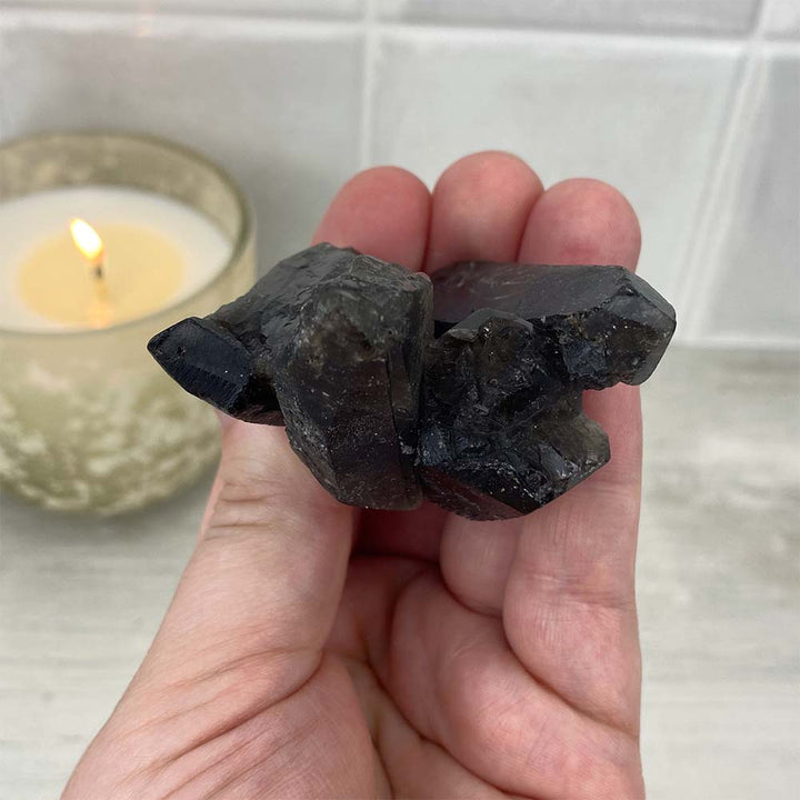 Rough Smoky Black Quartz Specimen Hedgehog Carving