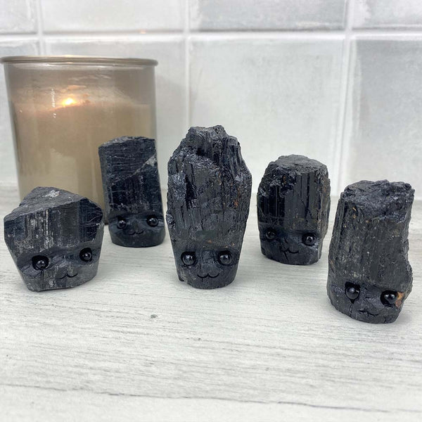 Raw Black Tourmaline (Schorl) Hedgehog Carvings