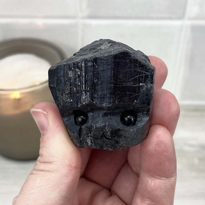 Raw Black Tourmaline (Schorl) Hedgehog Carvings