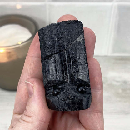 Raw Black Tourmaline (Schorl) Hedgehog Carvings