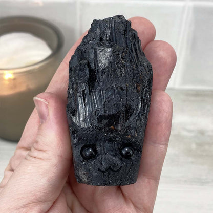Raw Black Tourmaline (Schorl) Hedgehog Carvings