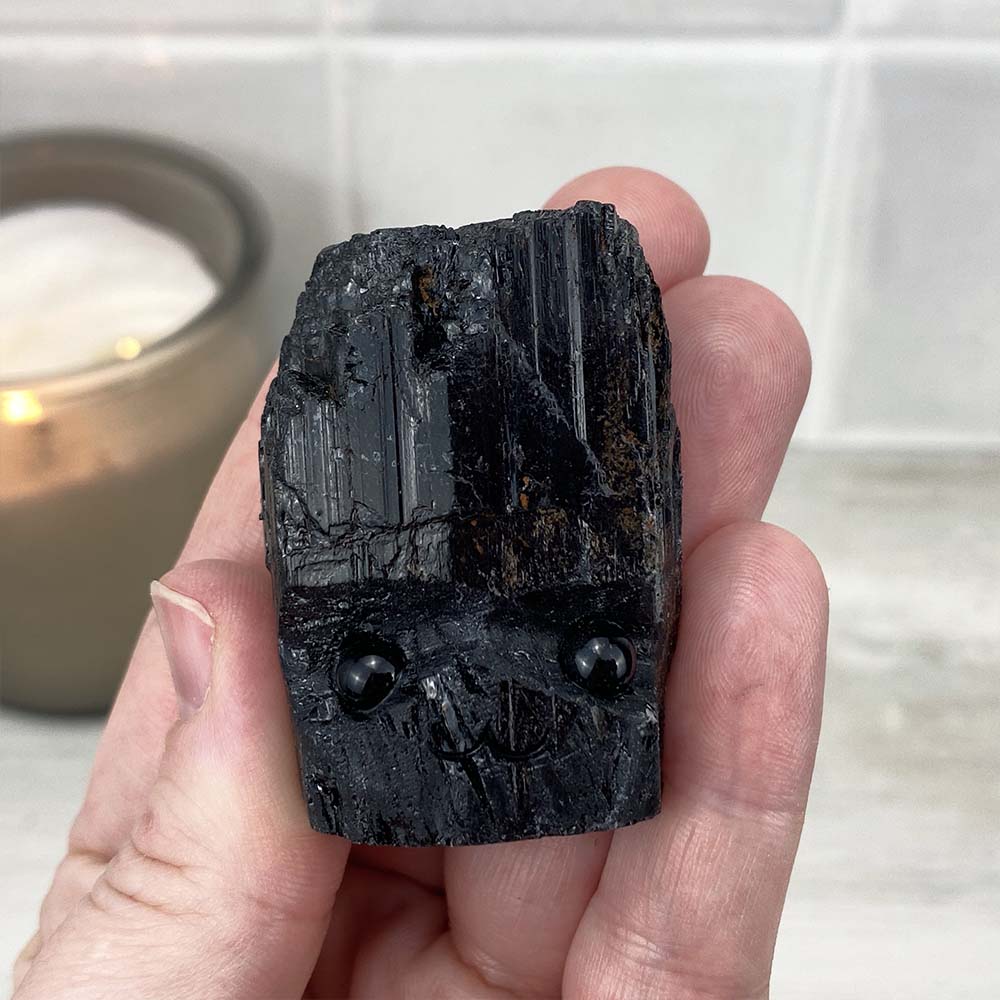 Raw Black Tourmaline (Schorl) Hedgehog Carvings
