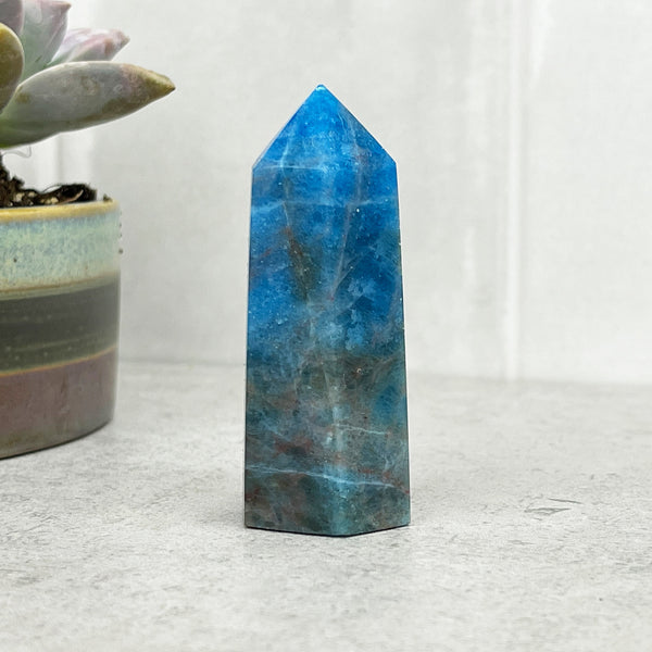 blue apatite crystal tower